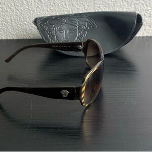 Versace Black Sunglasses with Embossed Case